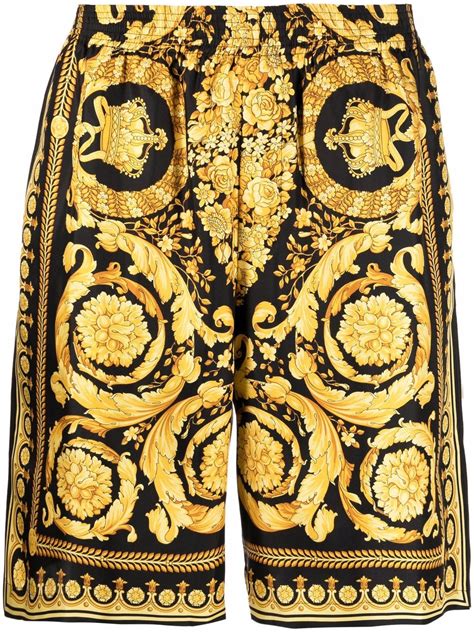 Versace Barocco Print Silk Shorts 